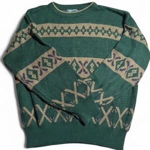 Green and Tan Crewneck vintage Sweater